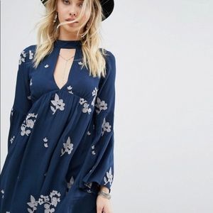 ASOS Embroidered Honey Punch Dress w Choker Detail